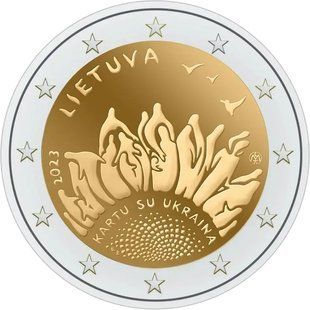 Монета 2 євро Литва. 2022 "Slava Ukraini" в капсулі.Слава Україні 2023445664 фото
