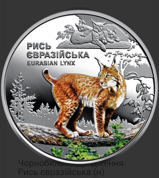 Монета "Чорнобиль. Відродження. Рись євразійська" 2023 в буклеті copy_1835128856 фото