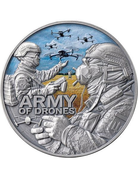 Срібна монета Army of drones Армія дронів 2024 2000 Франків 2245149367 фото